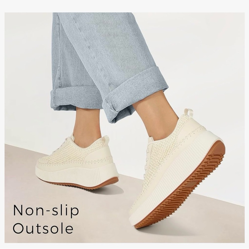 Elegant Cream Platform Sneakers for Women - Picture 2 of 10